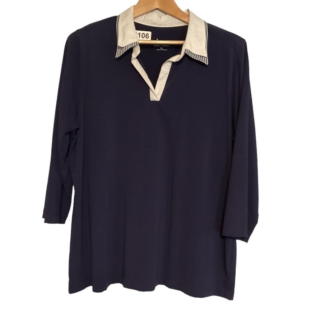 d‎ & Co QVC blue blouse size XL